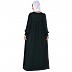 Casual cuff sleeves pleated abaya- Bottle Green